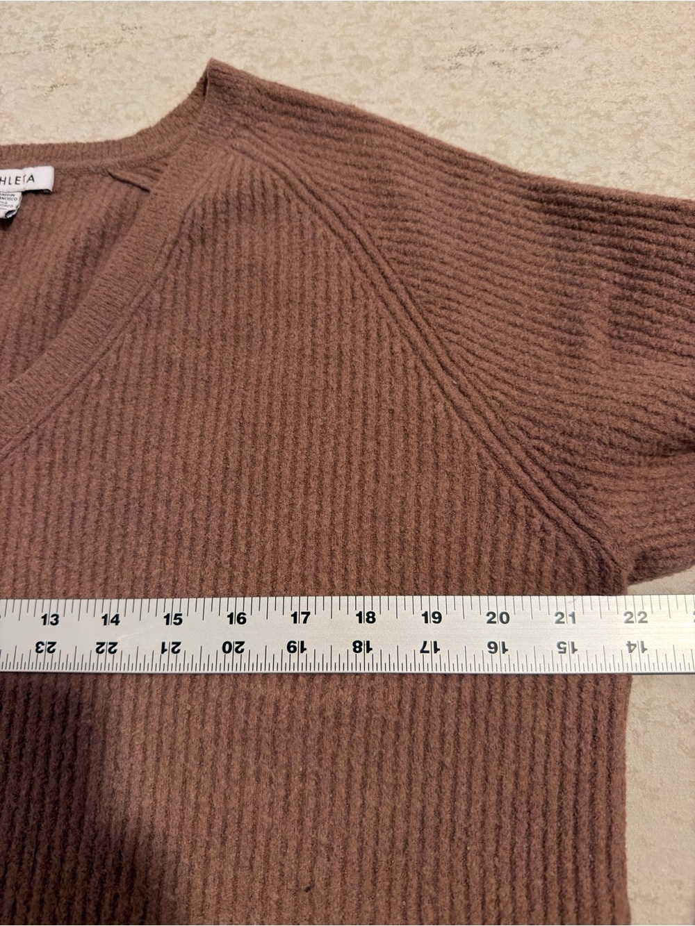 Athleta Brown Ribbed V Neck Sweater Size M - Picture 4 of 6